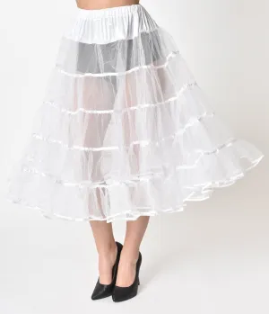 1950s Style White Tea Length Petticoat Crinoline