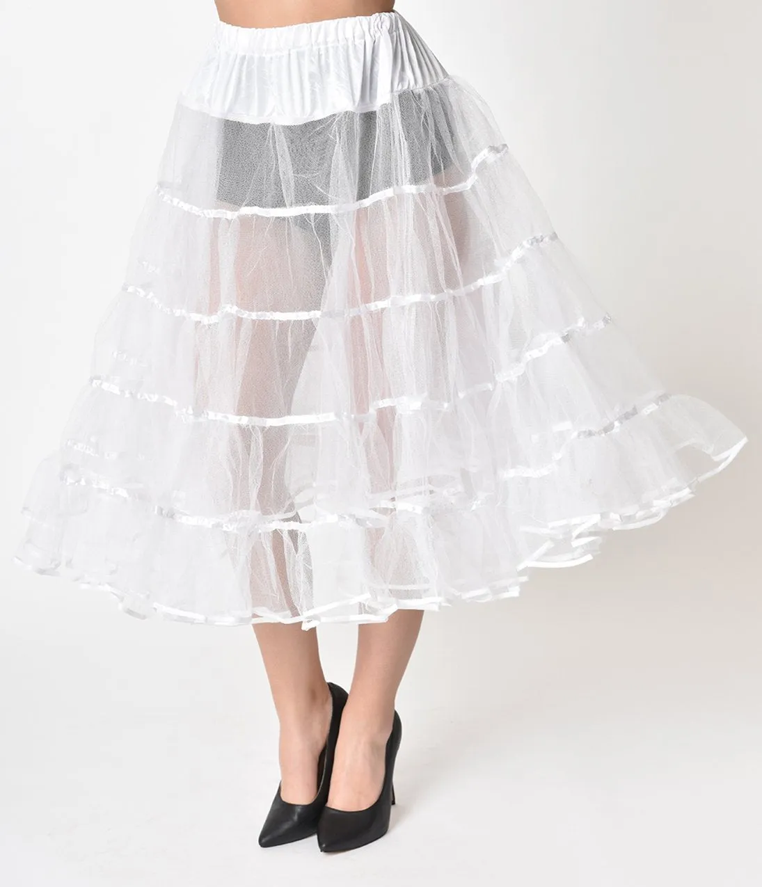 1950s Style White Tea Length Petticoat Crinoline