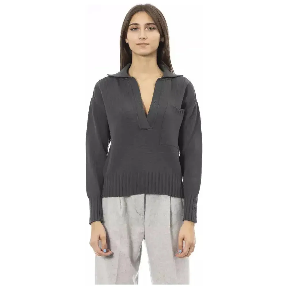 Alpha Studio Green Wool Women Sweater