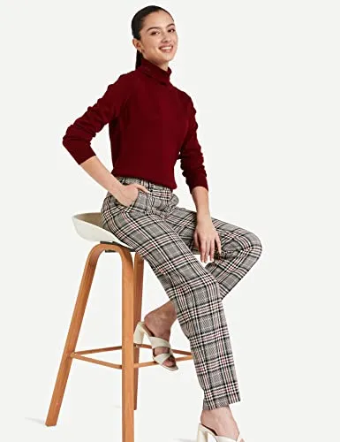 Amazon Brand - Symbol Women's Acrylic High Neck Sweater (SB-AW21SWT-1505_Maron_S_Red, Maroon_S)