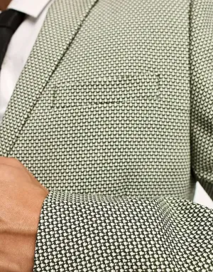 ASOS Super Slim Fit Blazer in Olive Bird's Eye