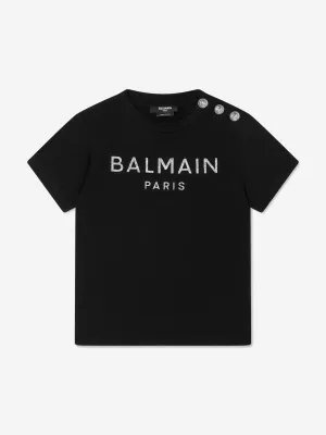 Balmain Girls Logo T-Shirt in Black