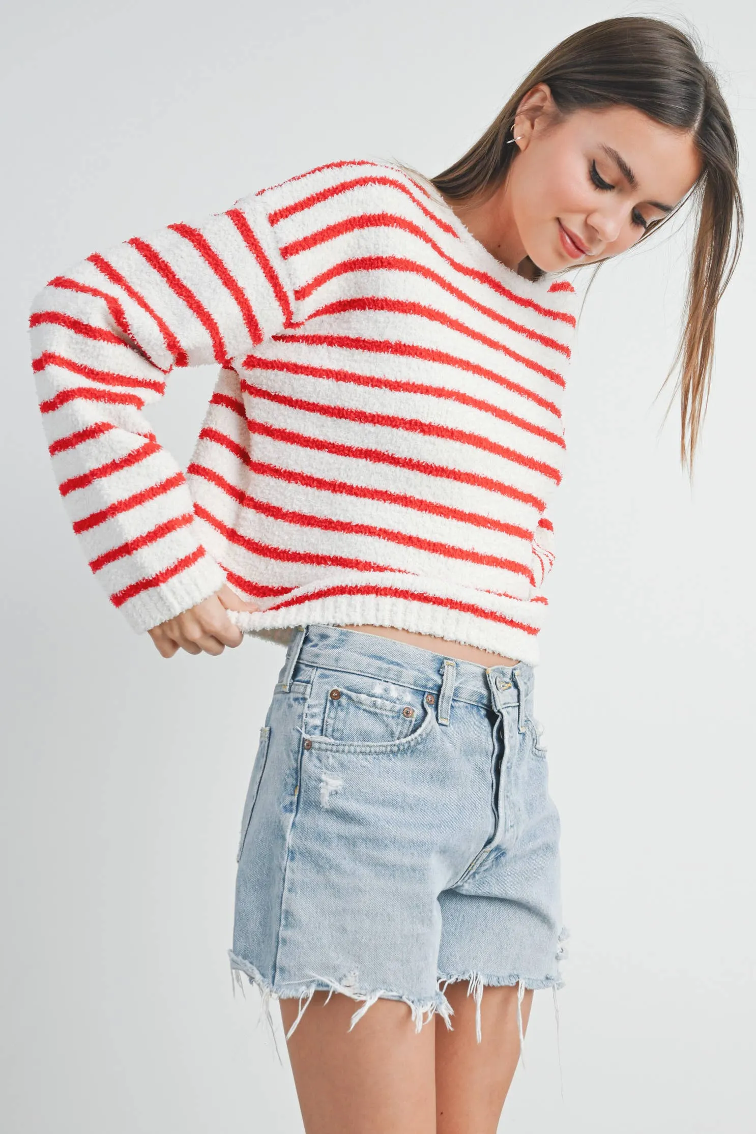 BASIC STRIPED KNIT SWEATER