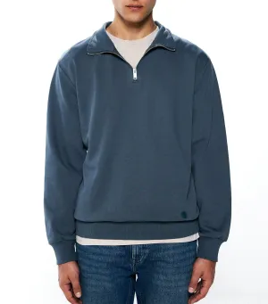 Basic Trucker Neck Sweatshirt Blue