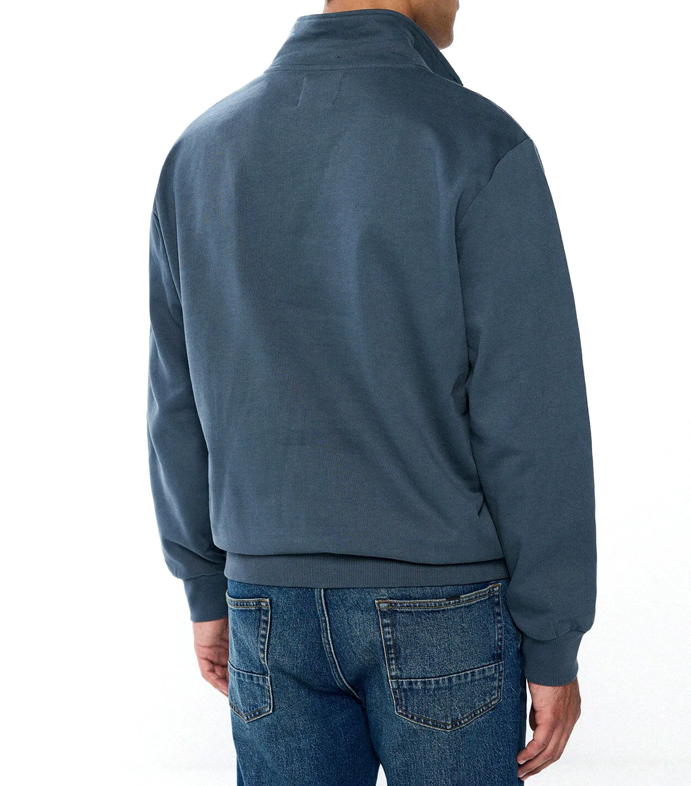 Basic Trucker Neck Sweatshirt Blue