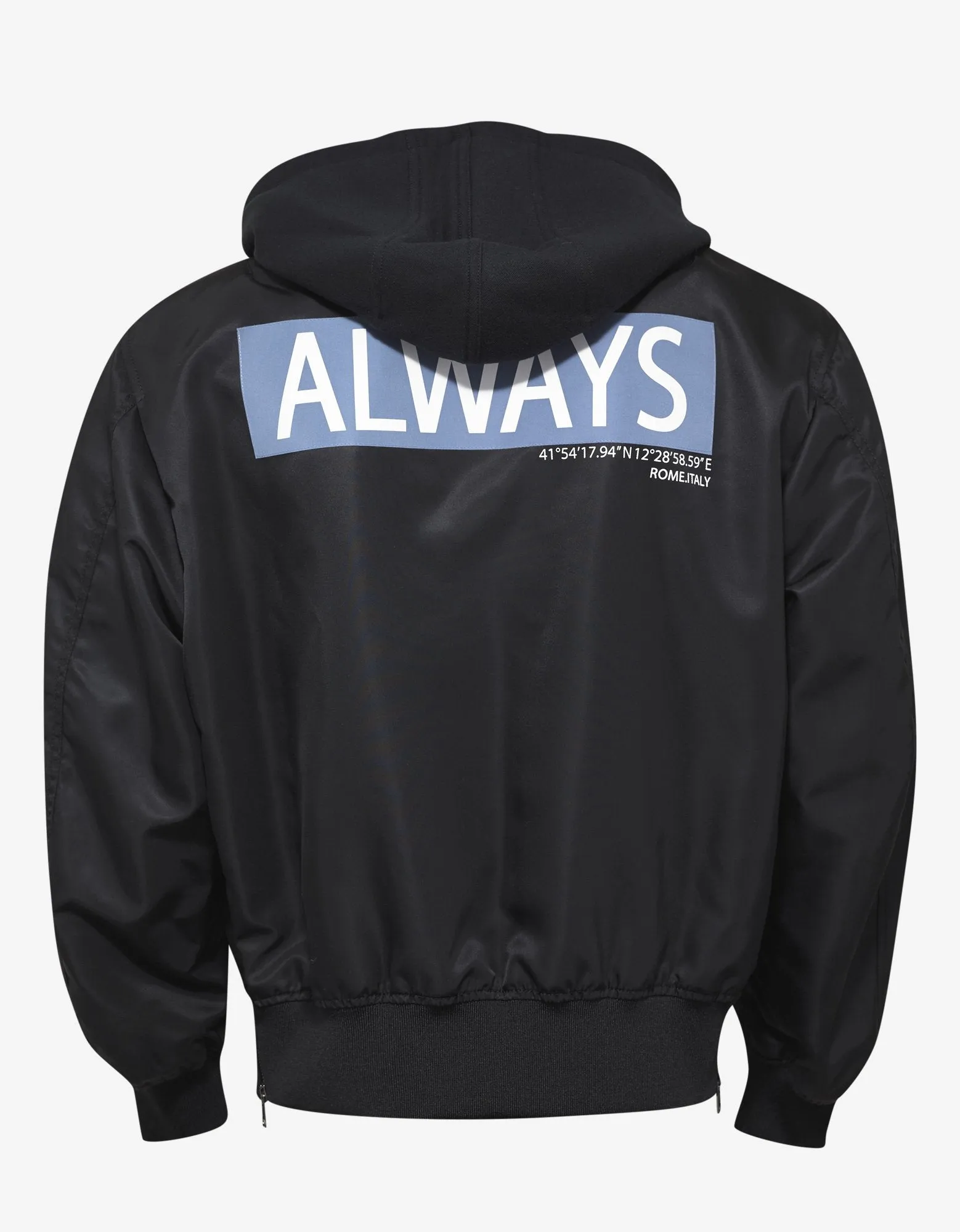 Black 'Always' Print Bomber Jacket