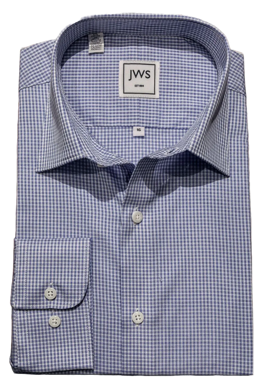 BLUE GINGHAM EGYPTIAN COTTON NON IRON DRESS SHIRT