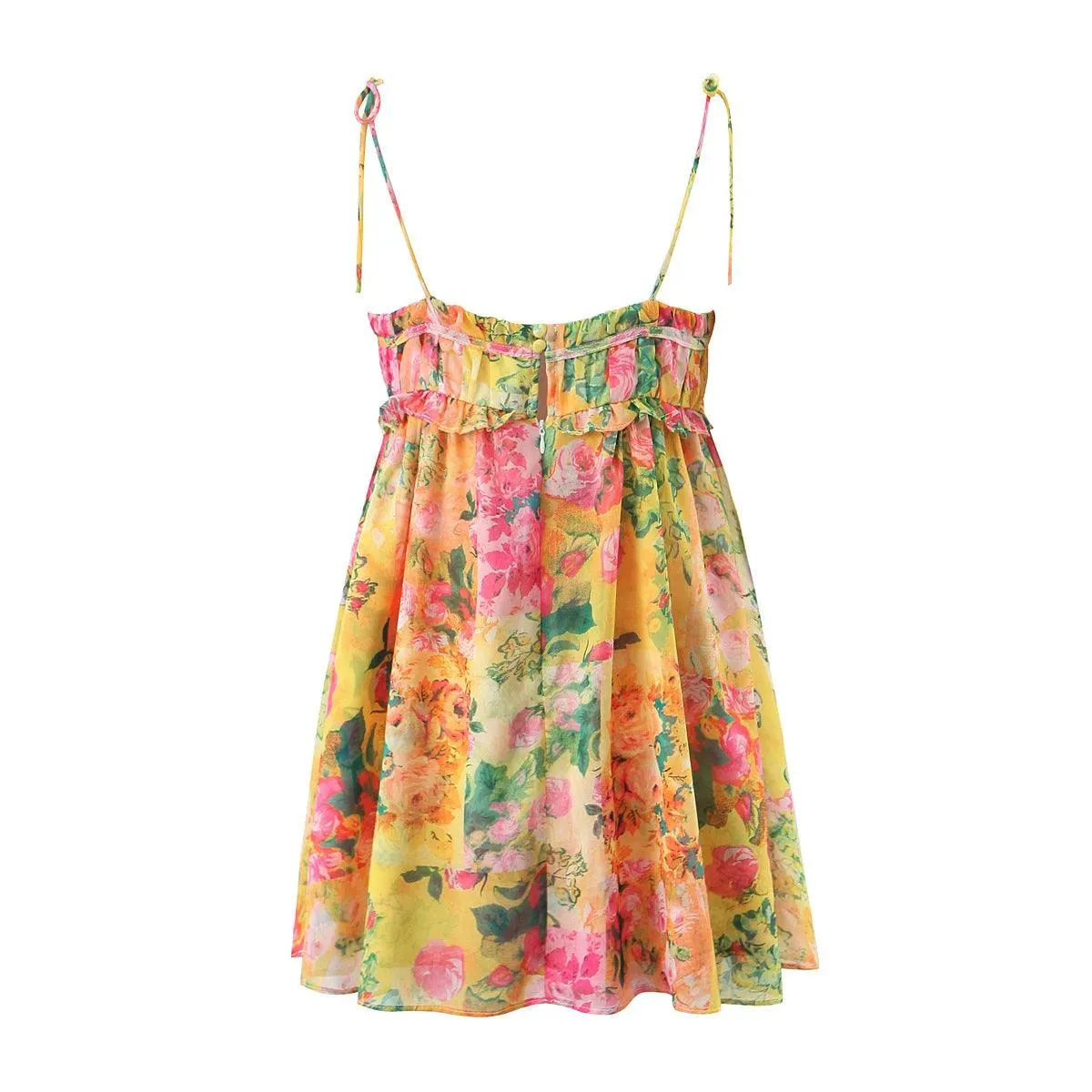 Boho Bow Floral Mini Dress Women