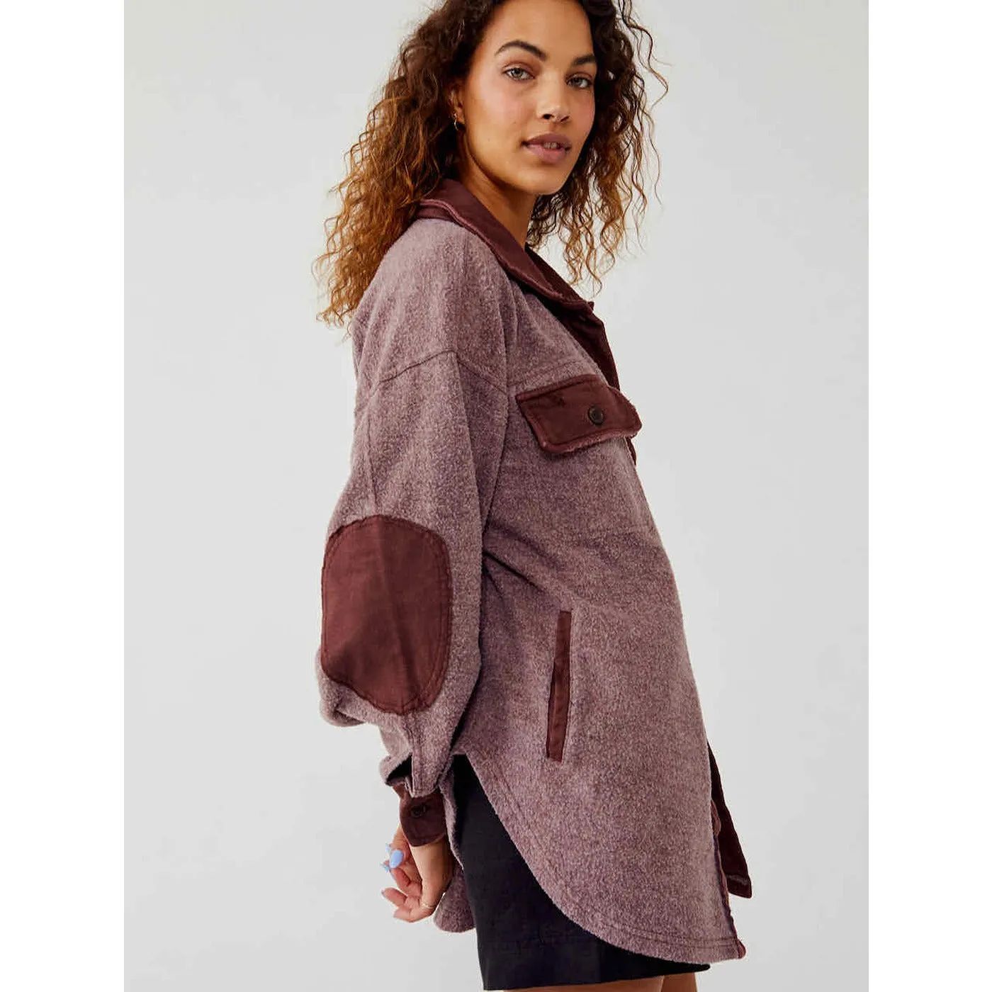 Burgundy Oversized Shirt Jacket