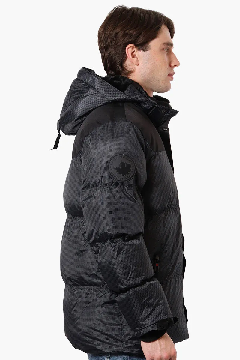 Canada Weather Gear Mouton Lined Grid Pattern Bomber Jacket - Black