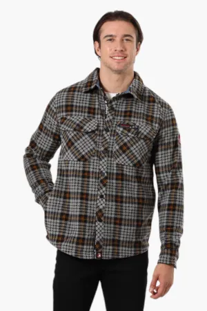 Canada Weather Gear Plaid Fleece Button Up Shacket - Grey