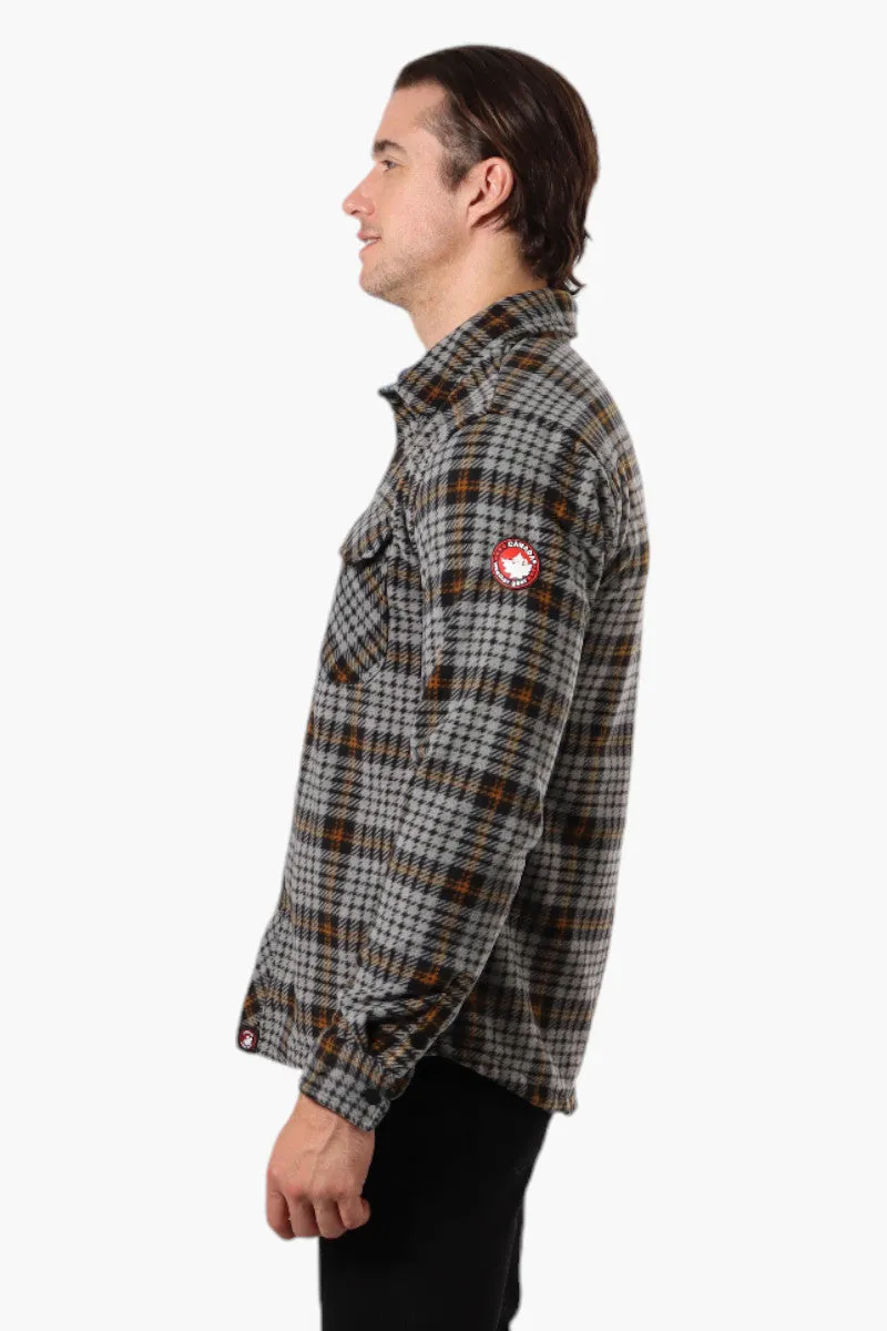 Canada Weather Gear Plaid Fleece Button Up Shacket - Grey