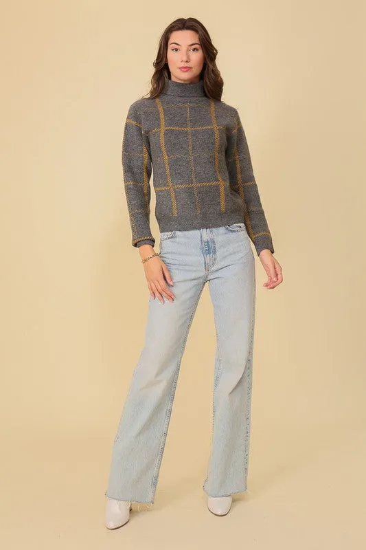 Classic Plaid Turtleneck Sweater