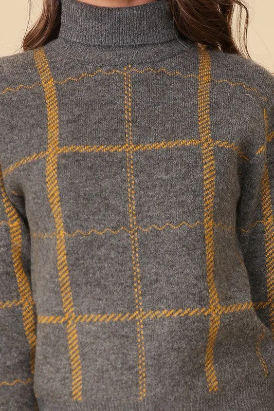 Classic Plaid Turtleneck Sweater