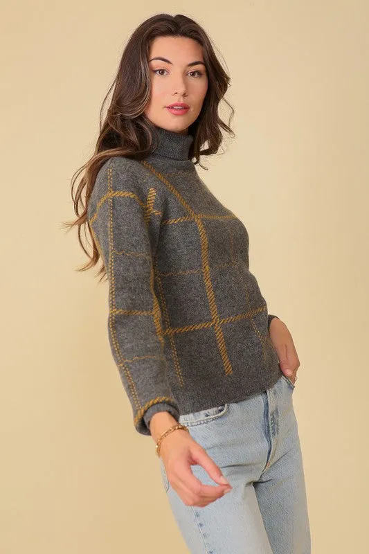 Classic Plaid Turtleneck Sweater