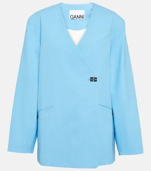 Cotton blazer GANNI, blue