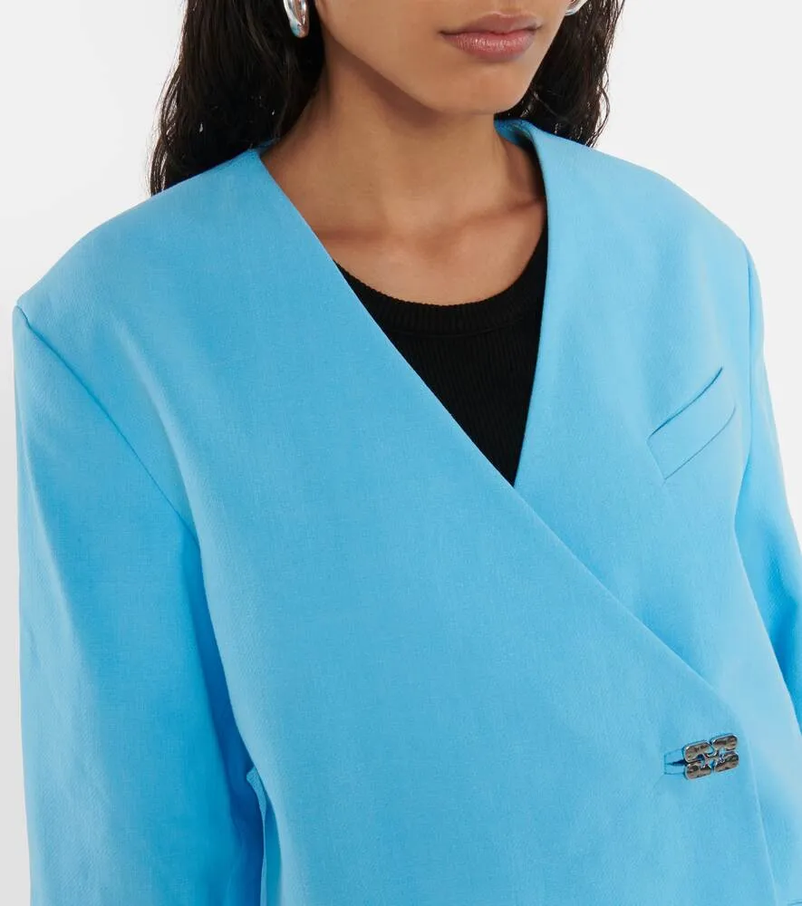 Cotton blazer GANNI, blue