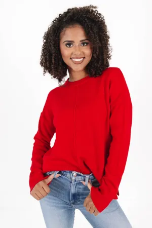 Cozy In Crimson Sweater - Red