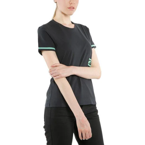 Dainese Casual Paddock Lady T-Shirt Black Aqua