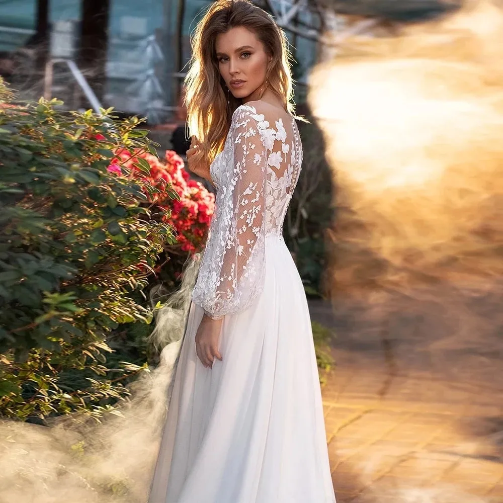 Delicate Mermaid Appliques Lace Party Bride Flower Robe Customised Gown Wedding Dresses