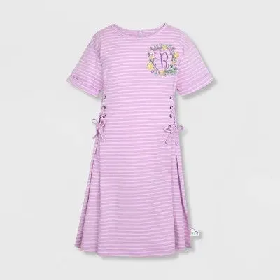 Disney ILY 4EVER Rapunzel Tangled Striped Girls' Dress Lace-Up Sides