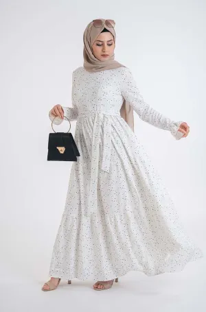 Dot shirred dress-Hijab Style Dress