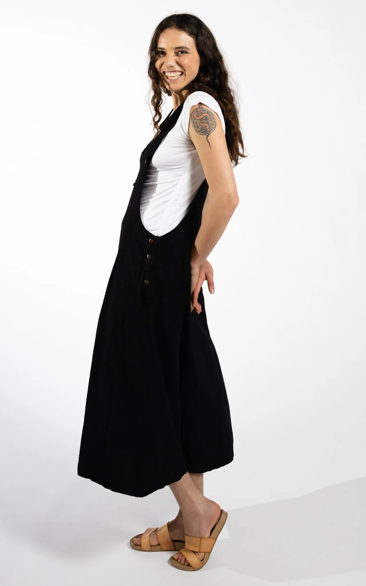 Dungaree Dress - Black