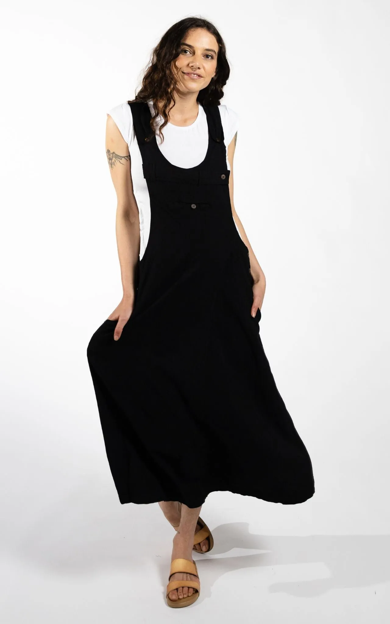 Dungaree Dress - Black