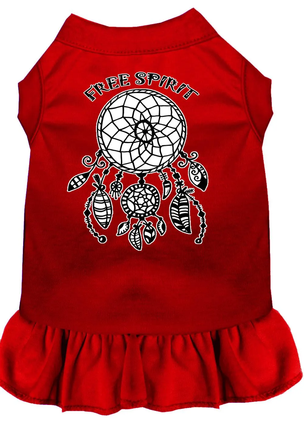 Free Spirit Screen Print Dog Dress Red Xs (8)