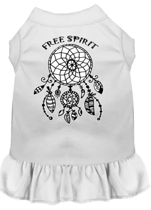 Free Spirit Screen Print Dog Dress White Sm (10)