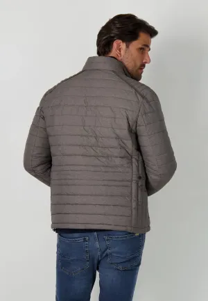 FYNCH HATTON Quilted Biker Style Jacket in Grey