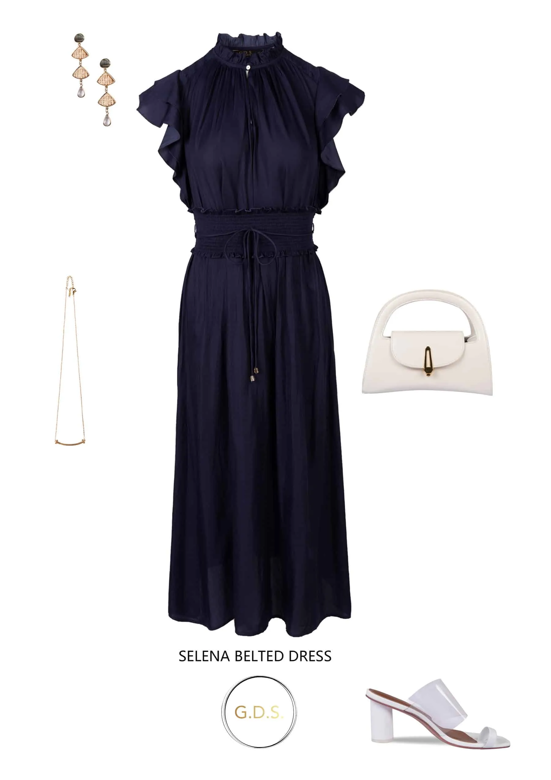 GDS Selena Belted Dress | Navy