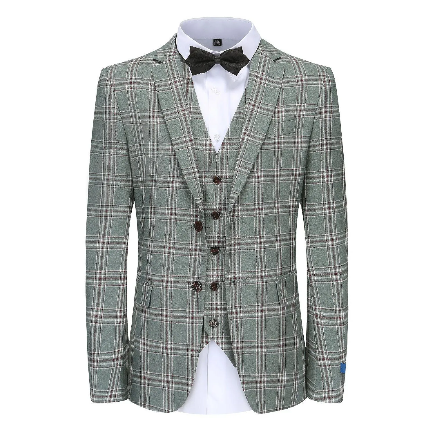 Glen Green Braveman Men's Slim Fit Three Piece Suit, Green