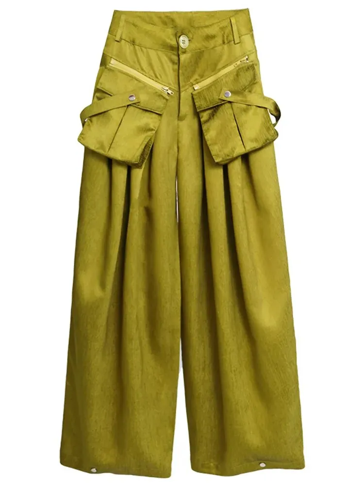 Green Wide Leg Pocket Pants