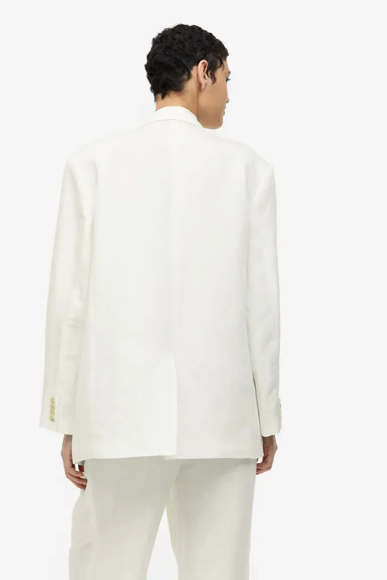 H&M Oversized Linen Blend Jacket, White