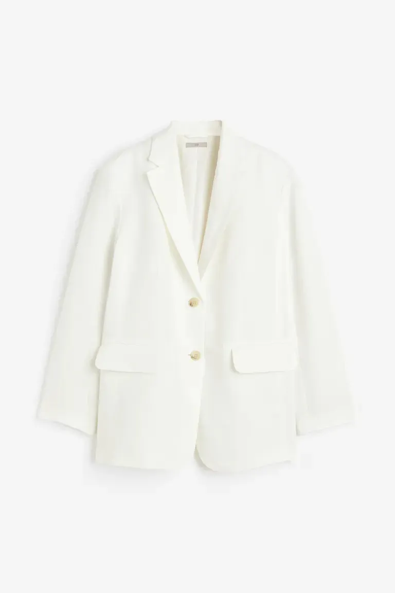 H&M Oversized Linen Blend Jacket, White