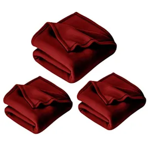 IVAZA New Glacial Microfiber All Season Polar Soft Warm Fleece Blanket for Home (Single Bed 60x90 Inches Set of 3 Maroon)