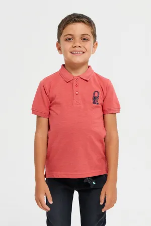 Junior Boys Pink Basic Tipping Polo T-Shirt