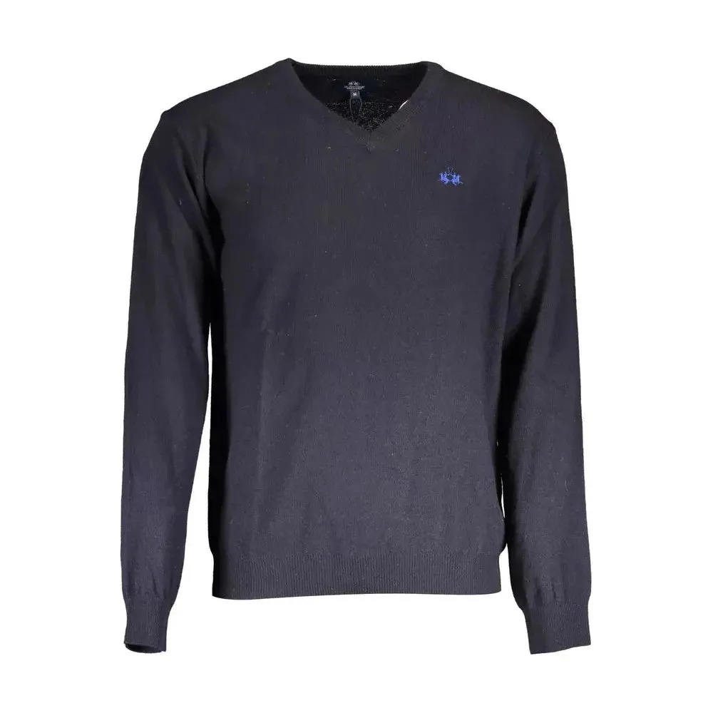 La Martina Blue Wool Men Sweater