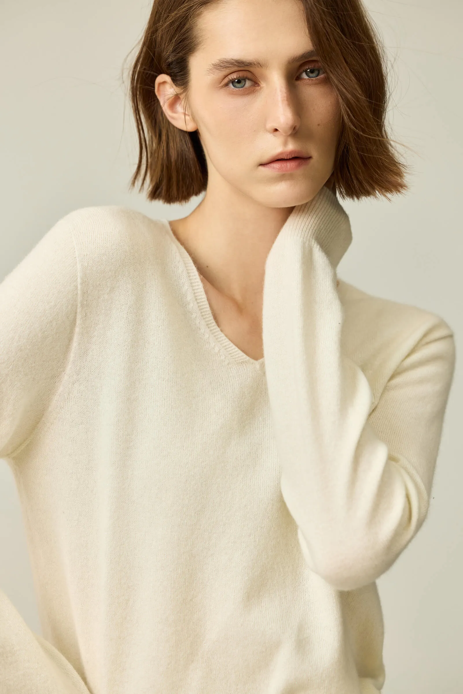 LILY Merino Wool V-Neck Knit Sweater