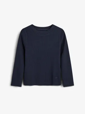 Long Sleeve Basic Rib T-shirt - Tween - Navy