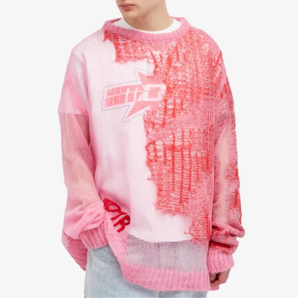 Members Of The Rage Open Knit Jumper, pink/multicolor