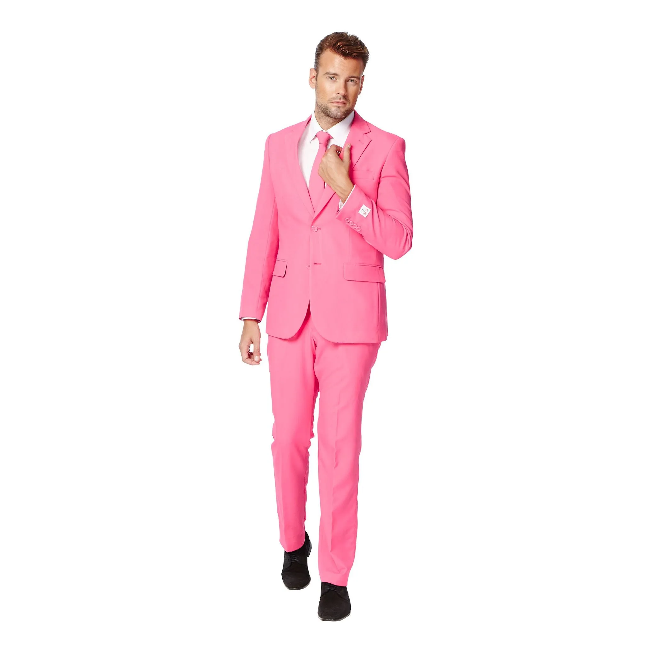 Men's Slim Fit OppoSuits Plain Suit and Tie, Pink