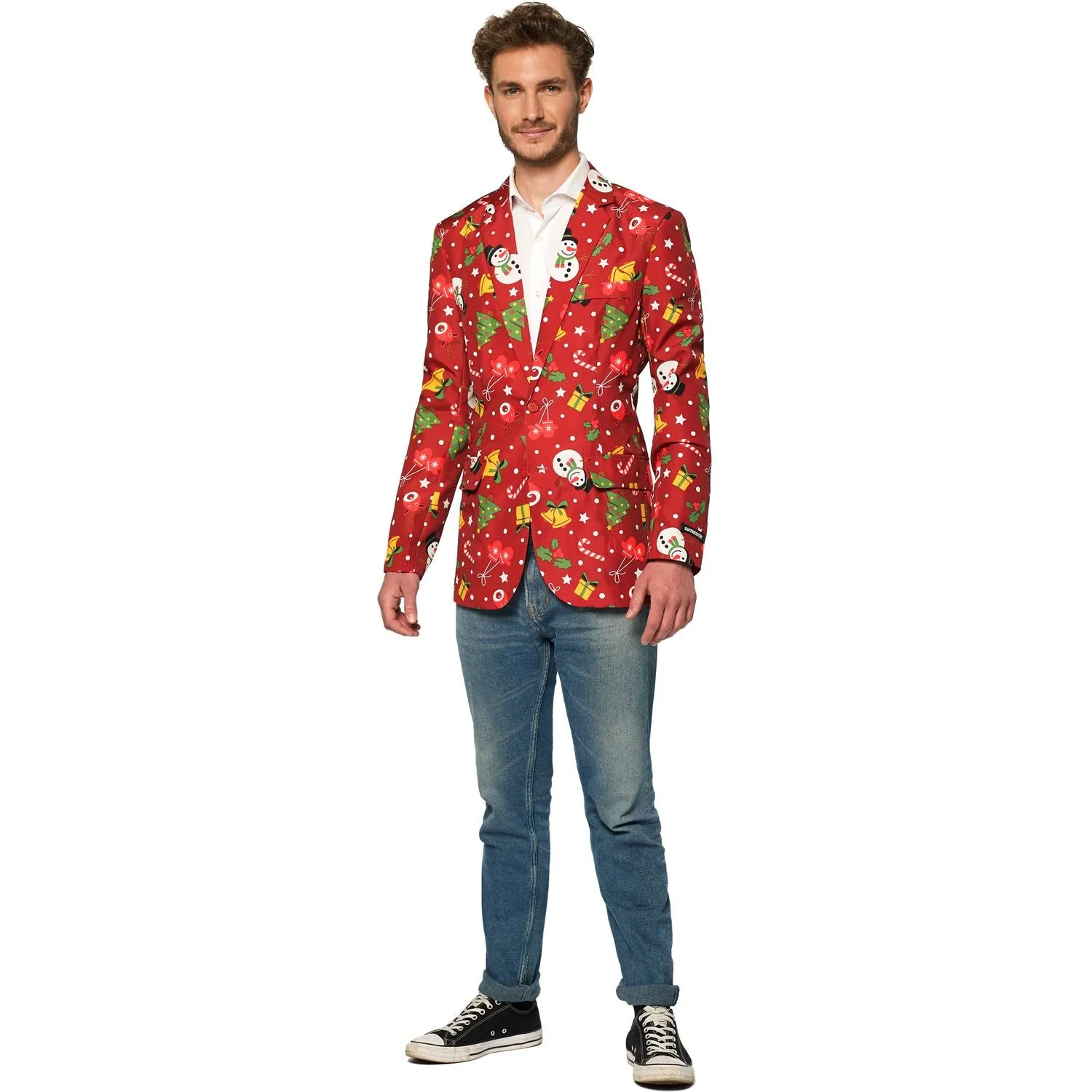 Men's Suitmeister Slim Fit Christmas Tree Light Up Suit red jacket