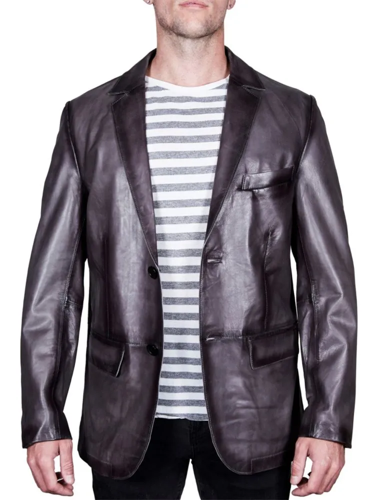 Missani Le Collezioni distressed leather jacket in Charcoal