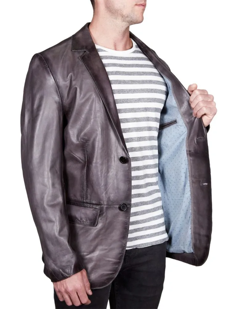 Missani Le Collezioni distressed leather jacket in Charcoal