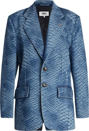 MM6 Maison Margiela Blazer 'Blue Wash With Snake Print', blue