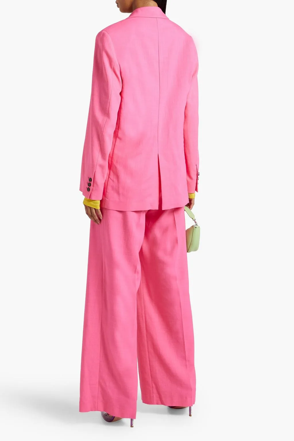 MSGM Woven Tie Front Blazer, Pink