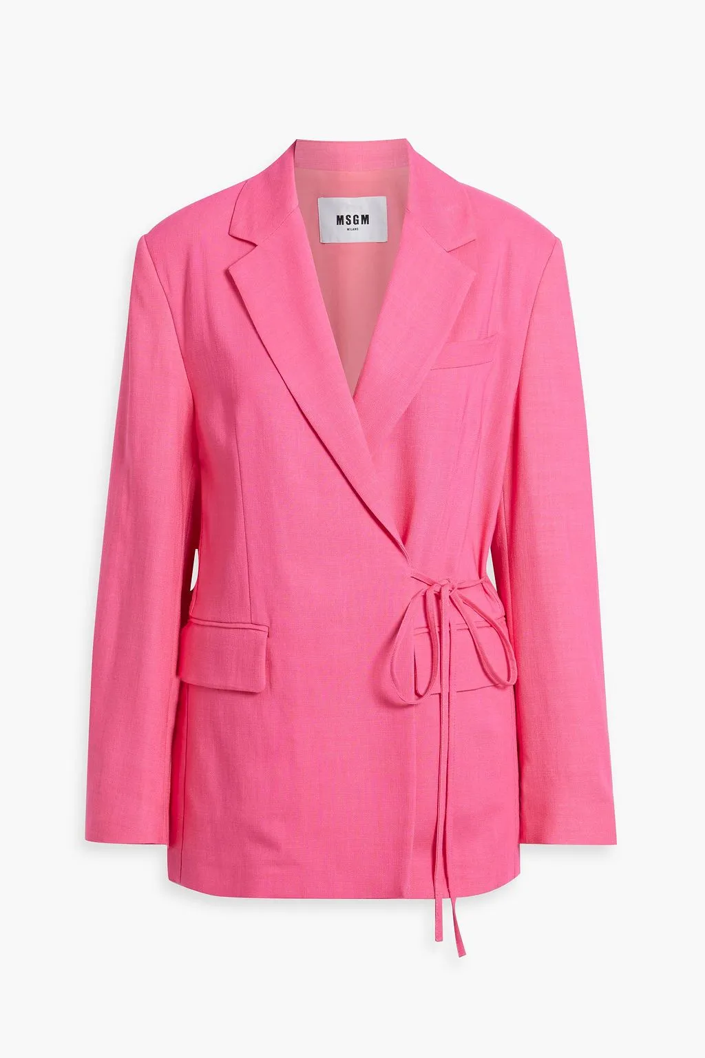 MSGM Woven Tie Front Blazer, Pink