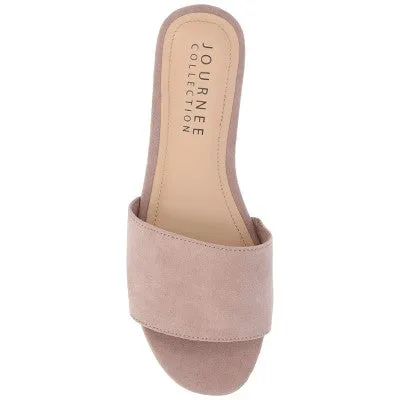 New - Journee Collection Womens Medium and Wide Width Kolinna Tru Comfort Foam Slip On Slide Flat Sandals, Mauve 9.5W